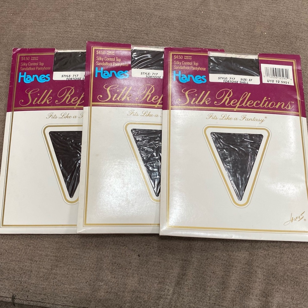 Vintage 80s Hanes Silk Reflections EF Pantyhose Tortoise Shell Silky Control Top